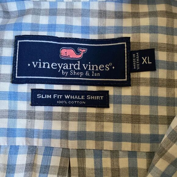 Vineyard Vines Slim Fit Whale Shirt Men's Sz XL Button Down Plaid Cotton Preppy - Picture 13 of 16